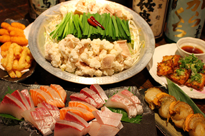 にんにく醤油の牛モツ鍋コース